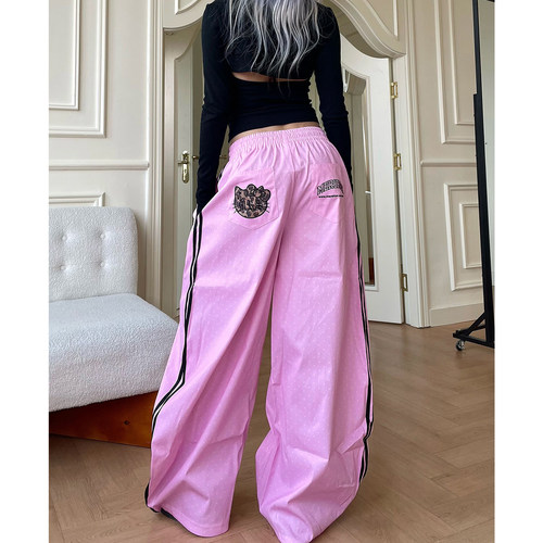 趣味后口袋休kitty猫刺绣长裤