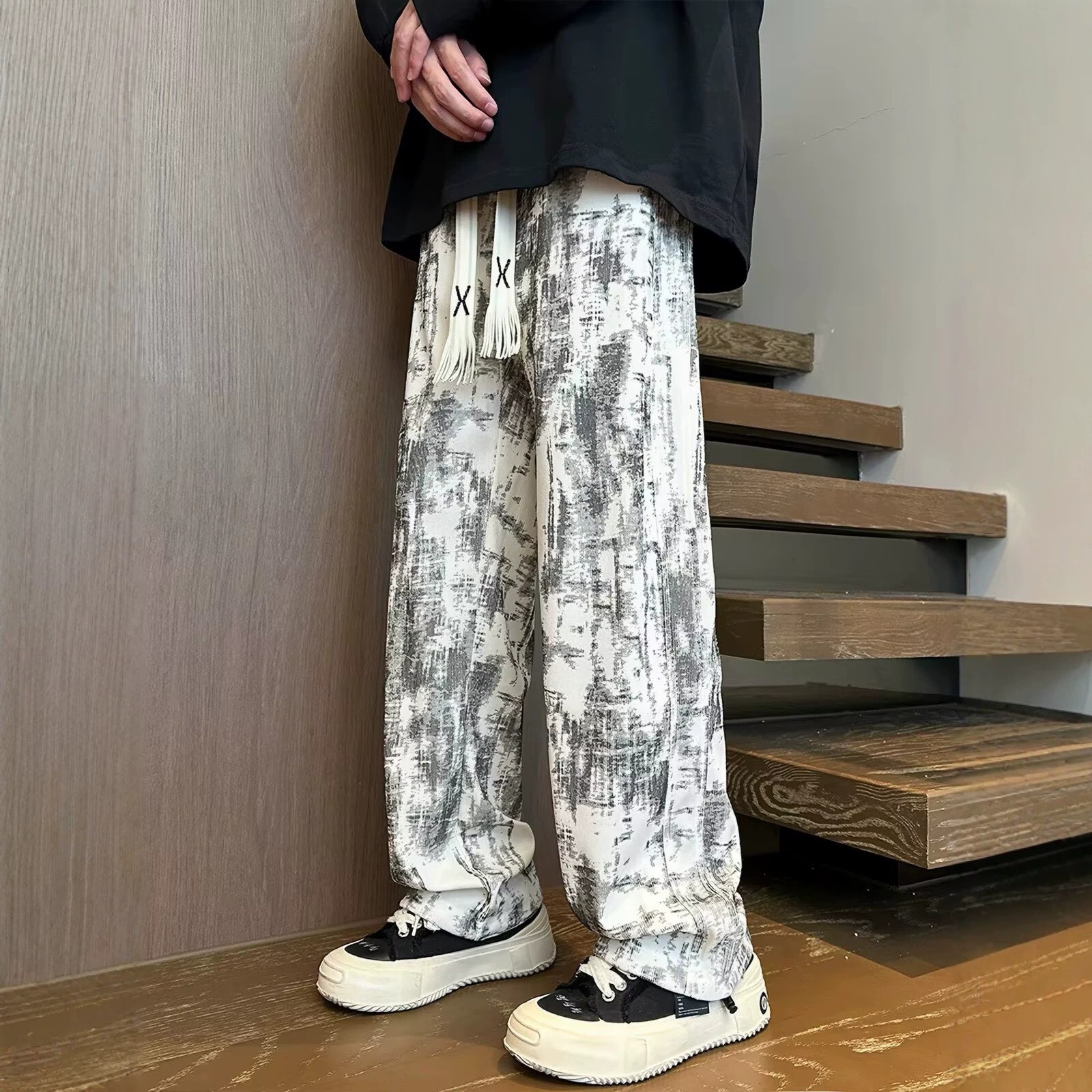 美式扎染休闲长裤男春秋2026新款图片