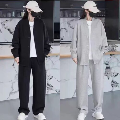 秋季新款老钱风休闲运动套装男