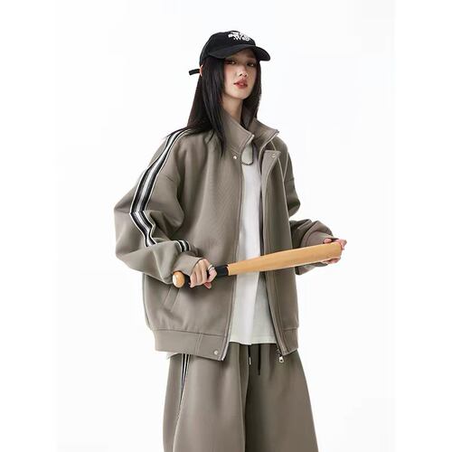 美式休闲运动套装男女秋季立领