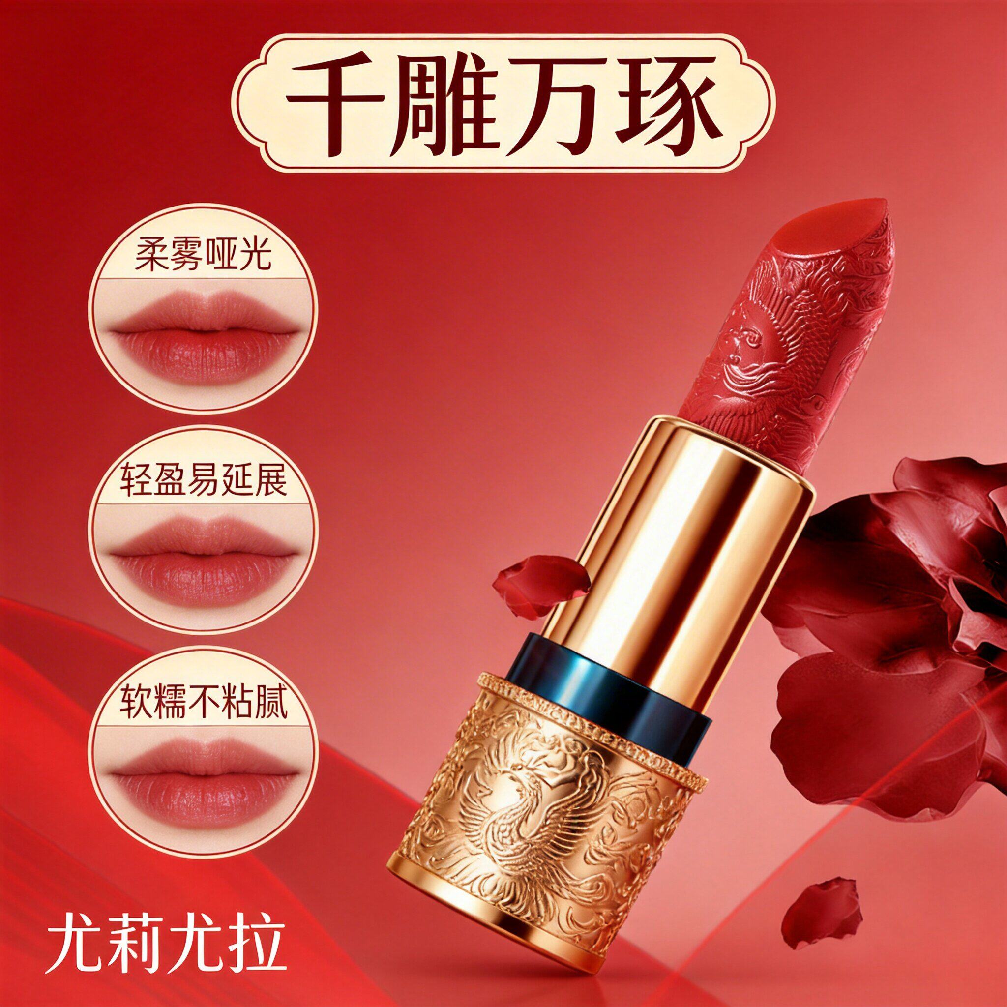柔雾雕花哑光口红套装｜丝绒雾面