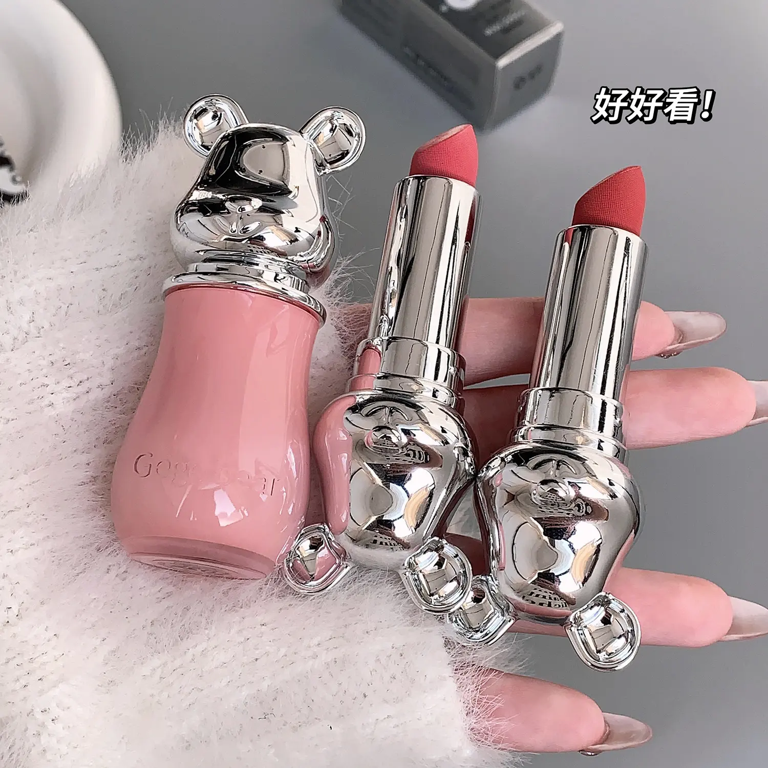 Gege bear 萌熊霉丝绒口红雾面哑光柔雾学生素颜显白平价小众唇膏