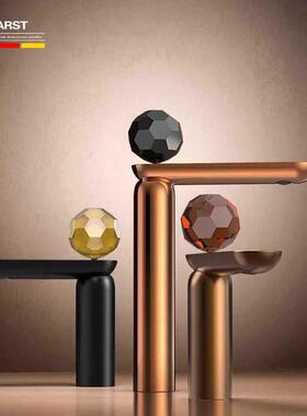 出口德国水晶球面盆水龙头捷仕GESSI同款枪灰色单孔坐式冷热龙头