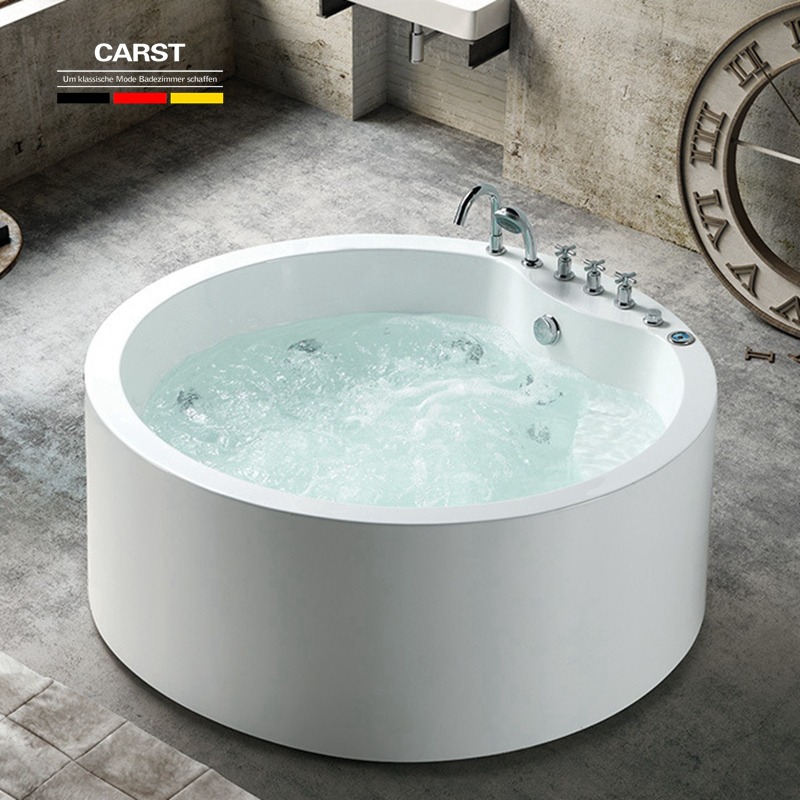 德国精工卫浴独立式浴缸家用亚克力1.5米一体圆形网红冲浪按摩缸