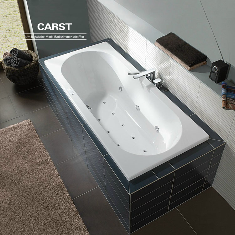 德国精工卫浴嵌入式浴缸亚克力家用长方形镶嵌式冲浪气泡按摩缸