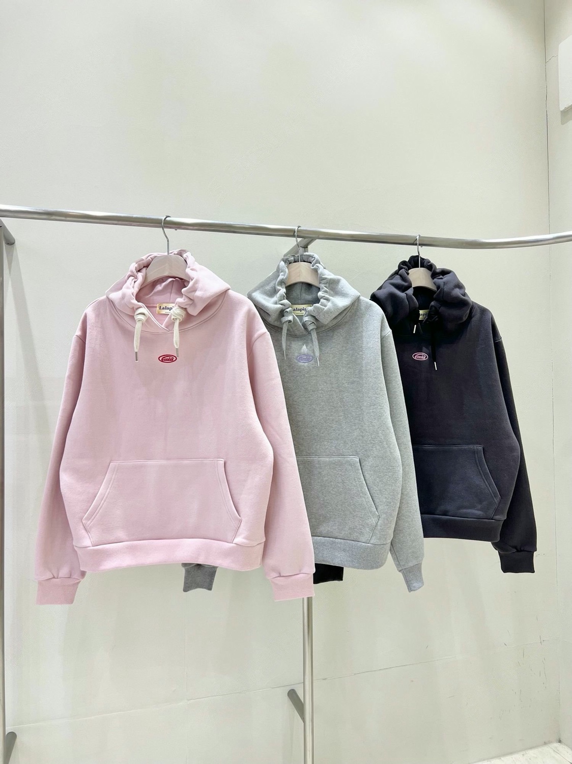 直邮 东大门代购 减龄少女风粉色插袋连帽加绒套头卫衣秋冬新款