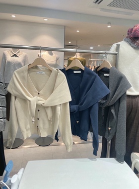 直邮 首尔印象韩代 25fw CELLONA韩系温柔披肩设计V领针织开衫女