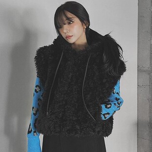 包邮 东大门代购 温暖毛绒绒羊羔绒连帽马甲外套首尔印象秋冬新款