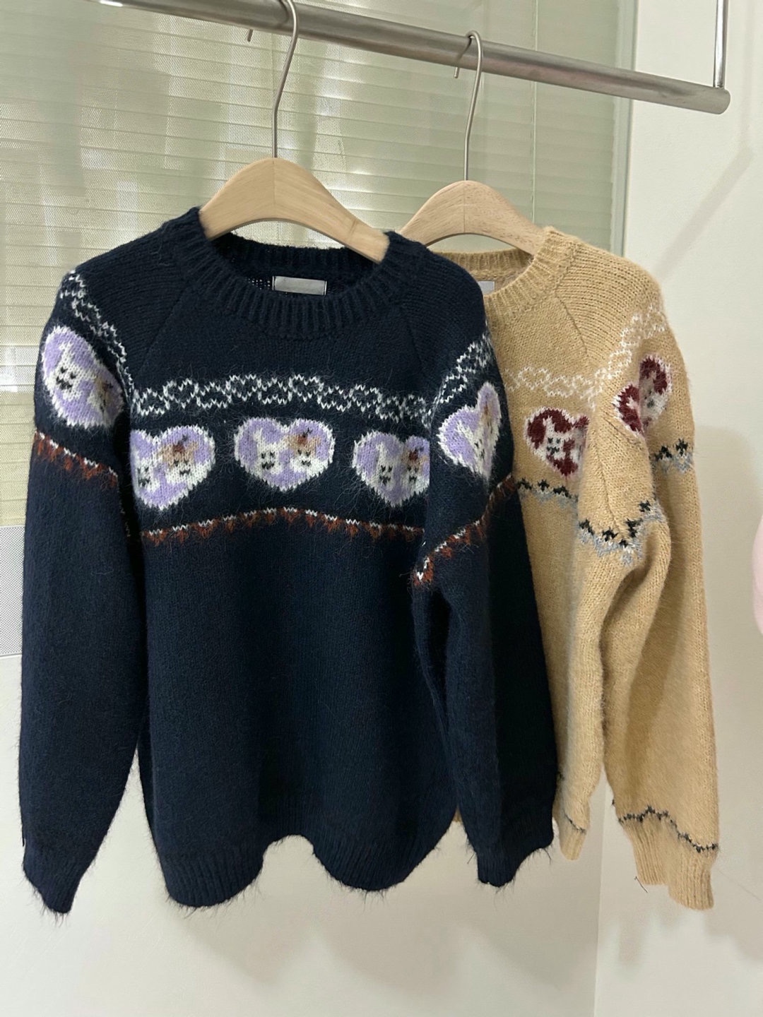 直邮 lakerr正品 25fw 首尔印象韩代可爱小狗爱心套头毛衣针织衫