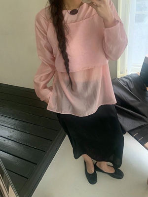 直邮 首尔印象韩代 26ss Avid 亲肤舒适吊带+圆领长袖天丝衬衫女