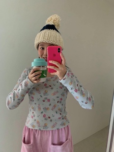 直邮 首尔印象韩代 25fw 少女卡通风毛绒磨毛加厚长袖T恤秋冬新款