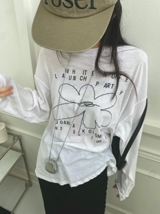 宽松字母圆领长袖 26ss 休闲风慵懒风T恤 首尔印象韩代 onthemood
