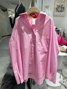 BARBARA GIRL 26SS 东大门代购 鲜艳翻领单口袋宽松长袖衬衫女