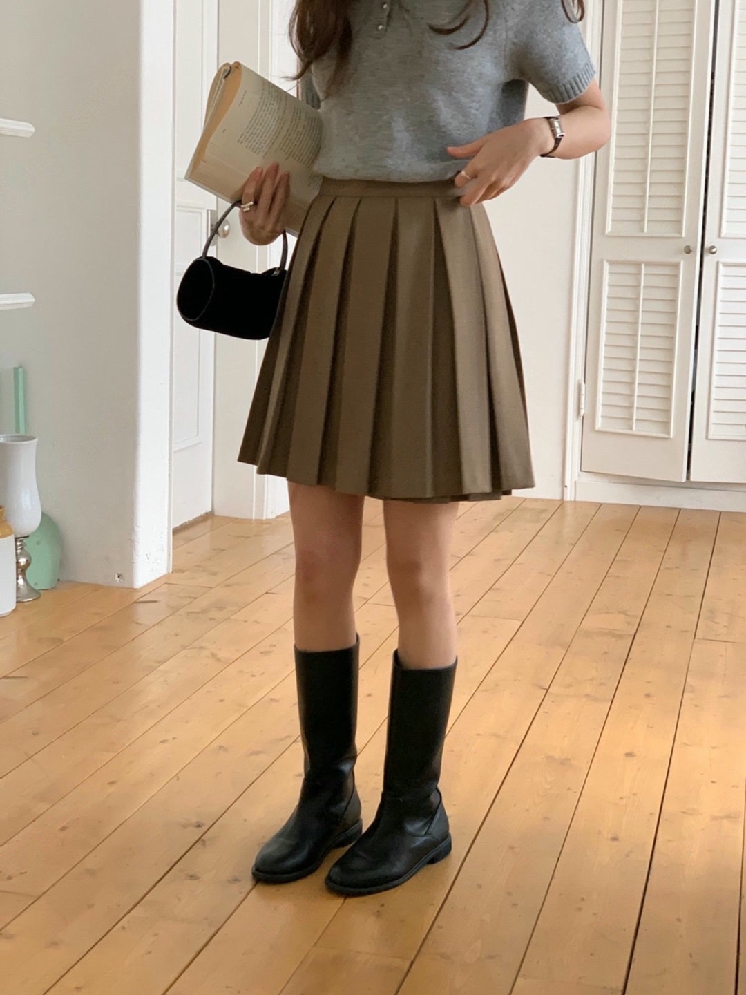 直邮 VOLANT 25fw 少女感减龄高腰百褶半身短裙秋季新款