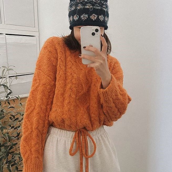 直邮 东大门代购 温油糖果色麻花纹腰部系带毛衣针织衫女秋冬新款