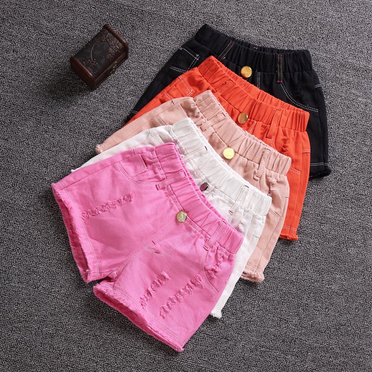 2019夏装新款女童牛仔短裤中大童韩版纯棉弹力三分裤女孩子短裤薄