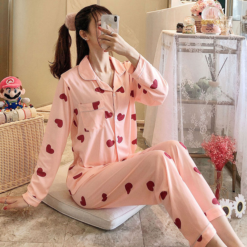 秋天女生纯棉家居服开衫长袖裤卡通可爱妈妈月子睡衣2024新款套装