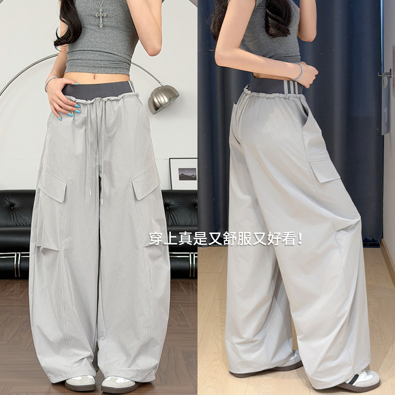 灰色速干工装裤女夏季2026新款美式酷飒宽松休闲登山防晒束脚裤子