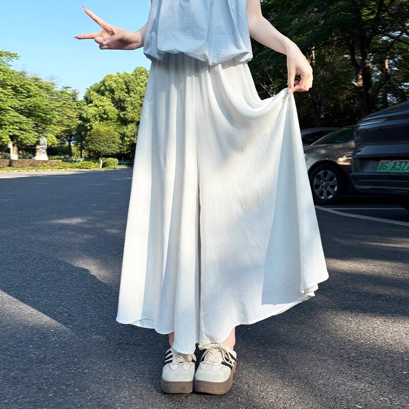 黑色裙裤女夏2026新款高腰垂感长款山本裤裙小个子冰丝阔腿半身裙