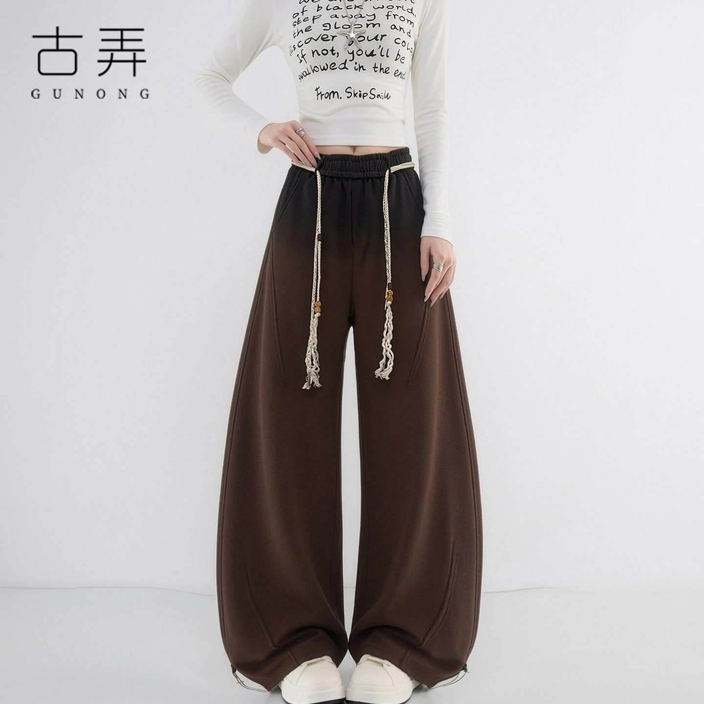 弯刀卫裤女小个子2026新款韩系慵懒松弛感裤子宽松阔腿休闲运动裤