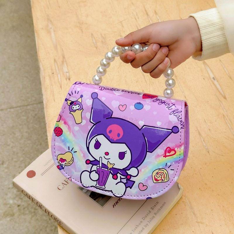 儿童库洛米单肩包卡通小女孩外出百搭珍珠手提包韩版定型斜挎小包