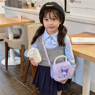儿童库洛米流沙单肩包可爱卡通斜挎包小女孩公主玉桂狗时尚 配饰包