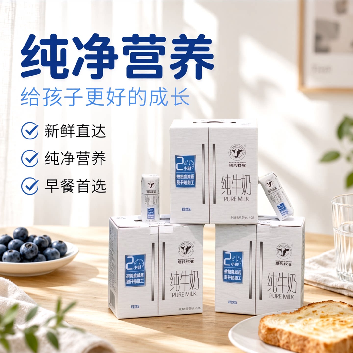 蒙牛现代牧业纯牛奶250ml*12
