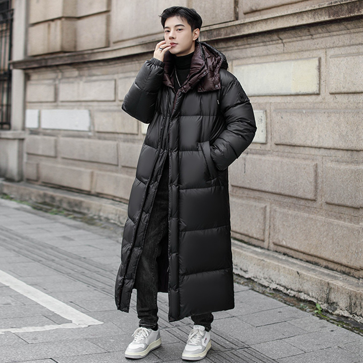 鹅绒长款羽绒服玛特尔连帽外套