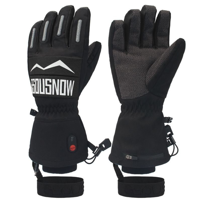 GSOUSNOW单板滑雪手套男女凯夫拉电加热耐磨五指保暖双板骑行手套