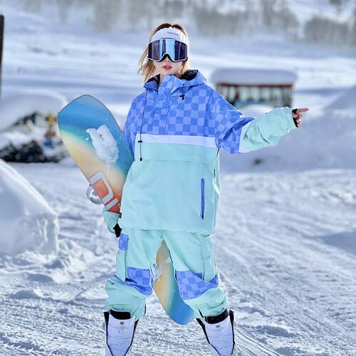 专业滑雪服雪怡派防水保暖棋盘格