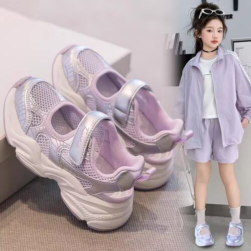 女童运动鞋2026新款夏季镂空网鞋儿童软底防滑女孩子运动宝宝凉鞋