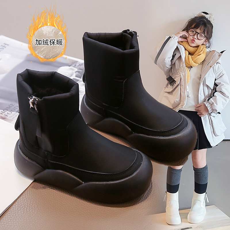 女童冬季加绒保暖防水皮靴