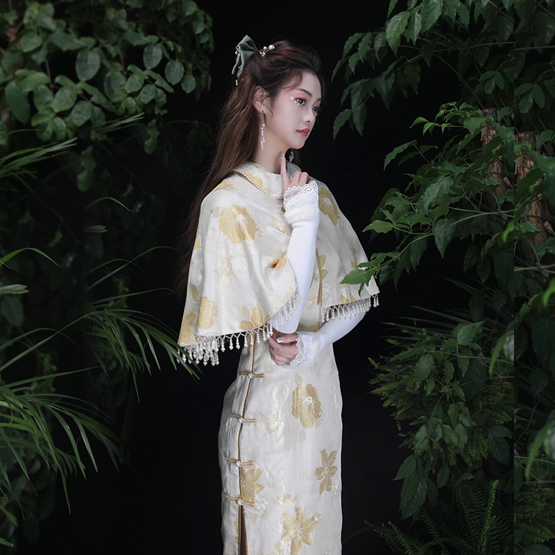 Spring autumn trench coat, retro cheongsam, doll, set, doll collar Spring autumn trench coat, retro cheongsam, doll, set, doll collar