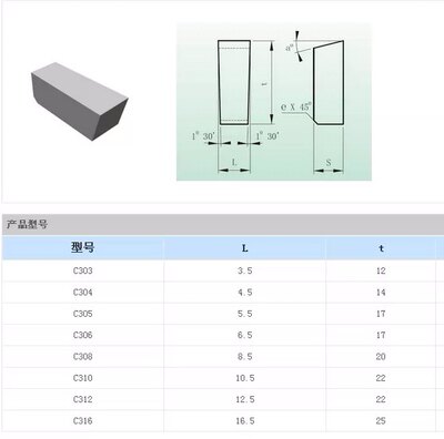 C304YT15  钻石C303切刀割槽 刀头焊接YG8N 硬质合金C305株洲刀片