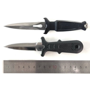 意大利进口C4潜水刀水下工具自由潜水不锈钢刀消防水域救援刀