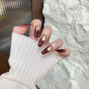 【乌梅酱】秋冬梅拉德焦糖琥珀玻璃珠猫眼手工穿戴甲