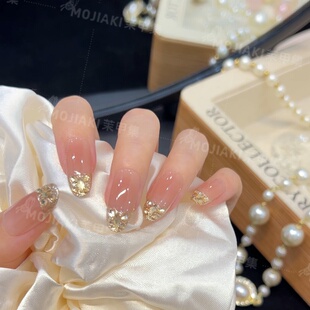 镶钻高级感设计日常显白 法式 纯手工美甲 琉璃冰茶