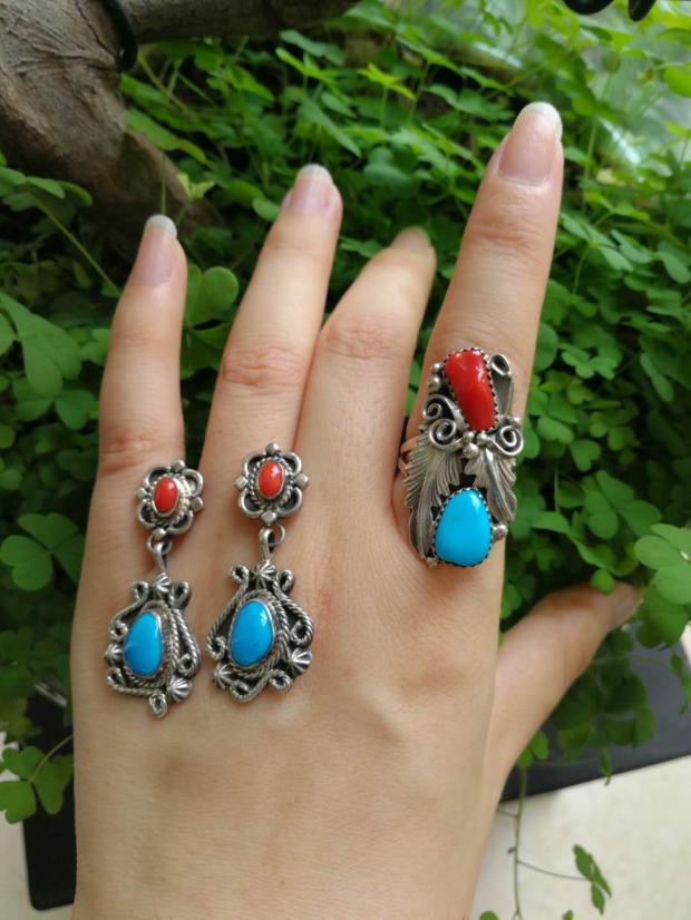 [Yi Ji Zhen->Ring Earrings]Europe Reflux Old silver Set U.S.A Sleeping Beauty Turquoise Earrings jewelryin the Accessories/Fashion Jewelry, Earring , Earring  category - from Buy2taobao.com to provide professional Taobao agent buy service