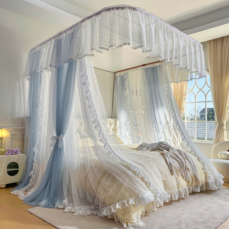 双层帐纱U型导轨蚊帐高度可升降