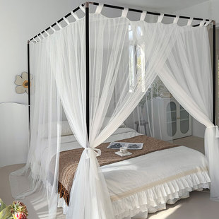 2024新款高级法式宫廷蚊帐家用卧室三开门加密厚1.5m床幔落地支架