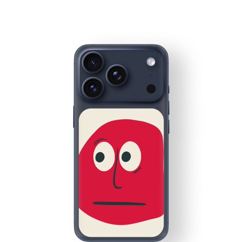 昂齐 卡通表情磁吸手机卡套苹果iPhone卡包红色贴纸