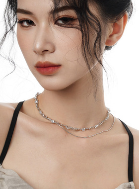 PREDAMS 创意小众设计师925银潮流时尚百搭ins螺旋无规则锆石项链