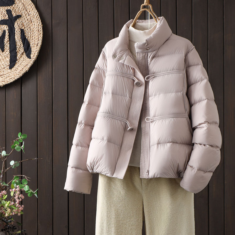 90白鸭绒拼接针织羽绒服时尚外套