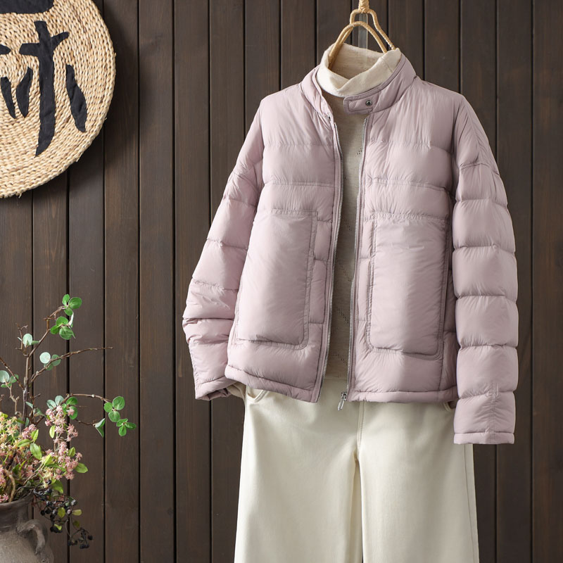 90白鸭绒轻薄羽绒服设计感短外套