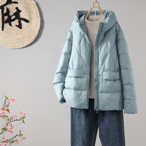 冬季新款韩版90白鸭绒连帽羽绒服女装休闲宽松时尚显瘦保暖短外套