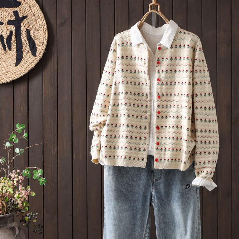 圆领提花针织开衫洋气减龄短外套