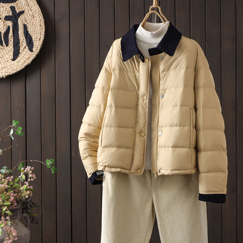 韩版90白鸭绒轻薄羽绒服短外套女