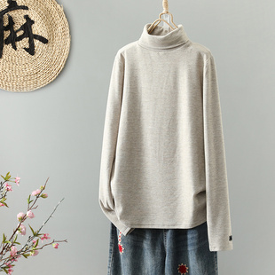 文艺范高领宽松纯色针织打底衫女装2025秋冬新款软糯显瘦保暖上衣