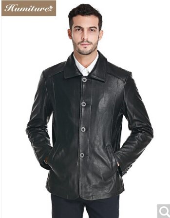 04 佟二堡男士绵羊皮皮衣 秋冬款式 翻领扣子皮夹克