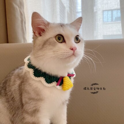 手工编织毛线猫咪围脖狗狗项圈泰迪柯基约克夏饰品美短渐层领结